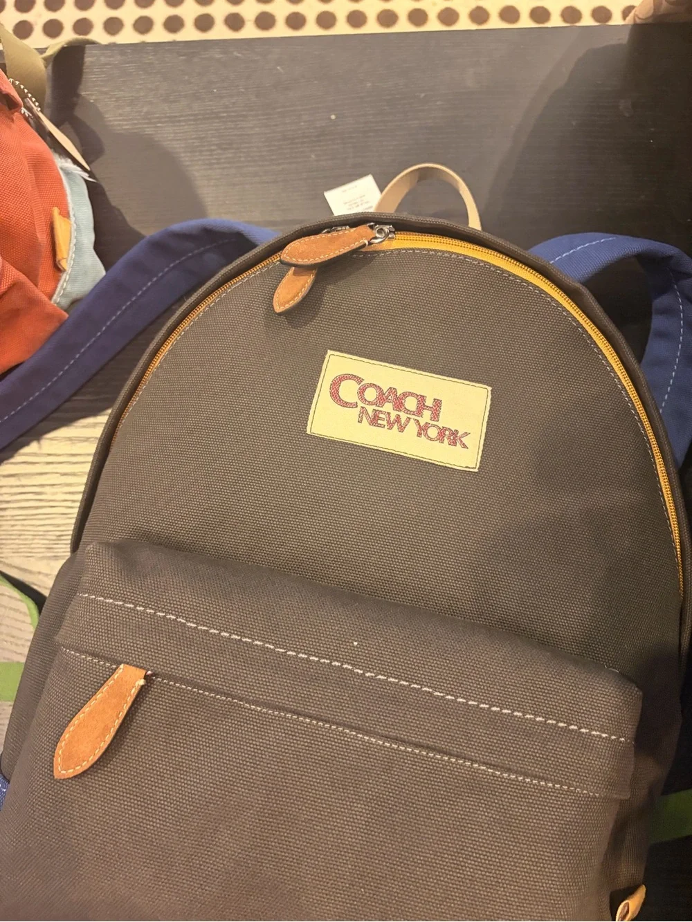 Coach Canvas Backpack with Tan Leather Trim new with tag black